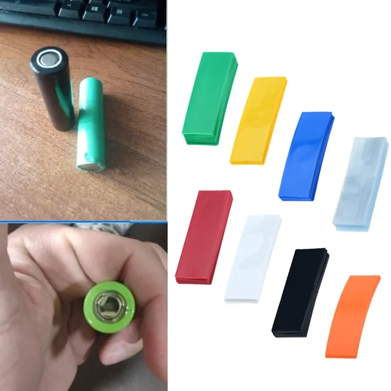 100pcs Battery Wrap 18650 Film Tape PVC Heat Shrink Tube Precut Shrinkable Sleeve Tubing Protect Pipe Cover for Batteries Wrap