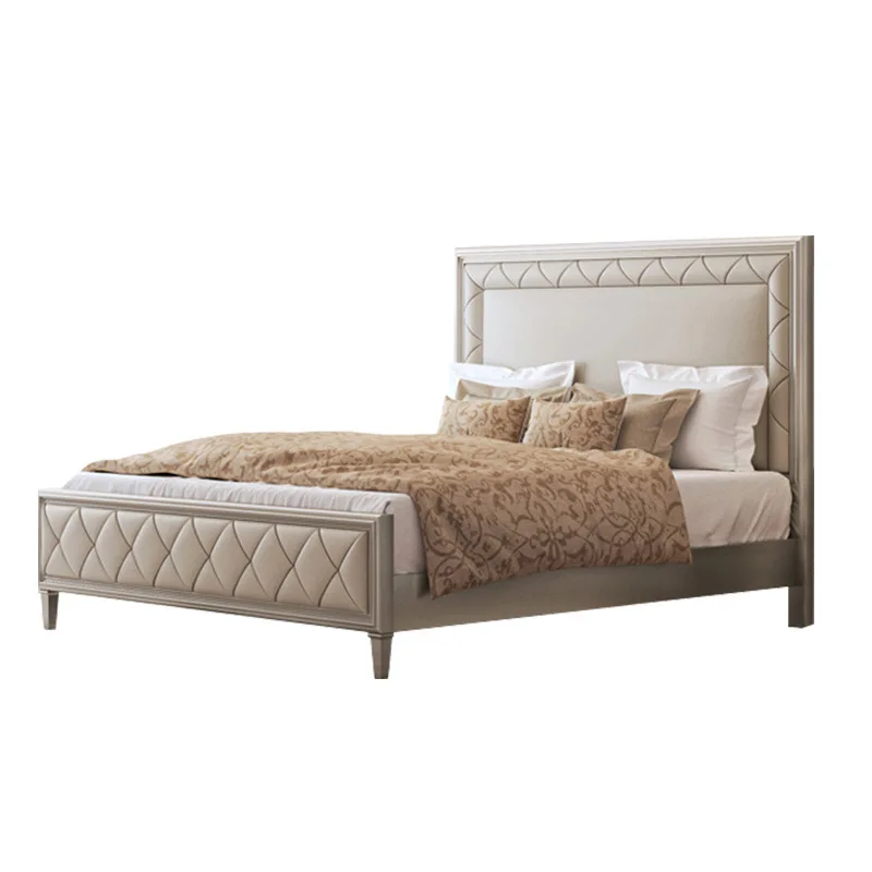 

American style, light luxury, solid wood bed, soft bag, high-end, master bedroom, modern, simple