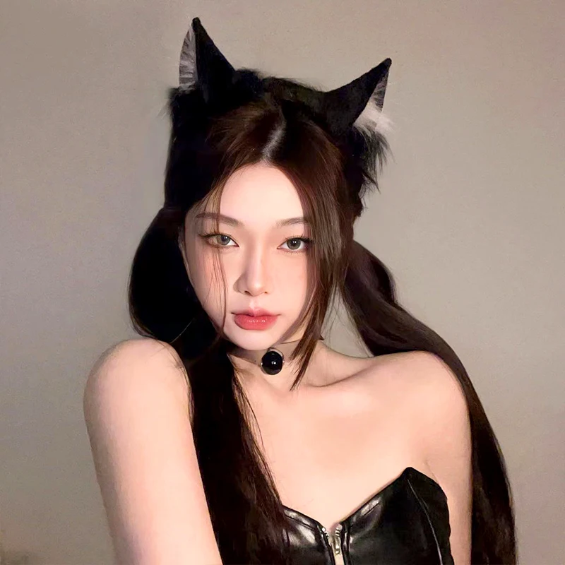 1pc Woman Lovely Lolita Cat Fox Headband Headdress Plush Ears Tail Anime Girls Cosplay Props Neko Ear Kawaii Hair Accessories