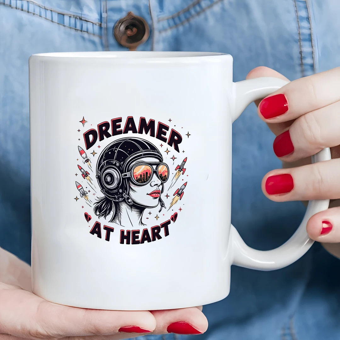 

Dreamy Pilot Mug + Space Retro Illustration + Kids Cold & Hot Beverage Cup - Christmas Family Office Top Pick