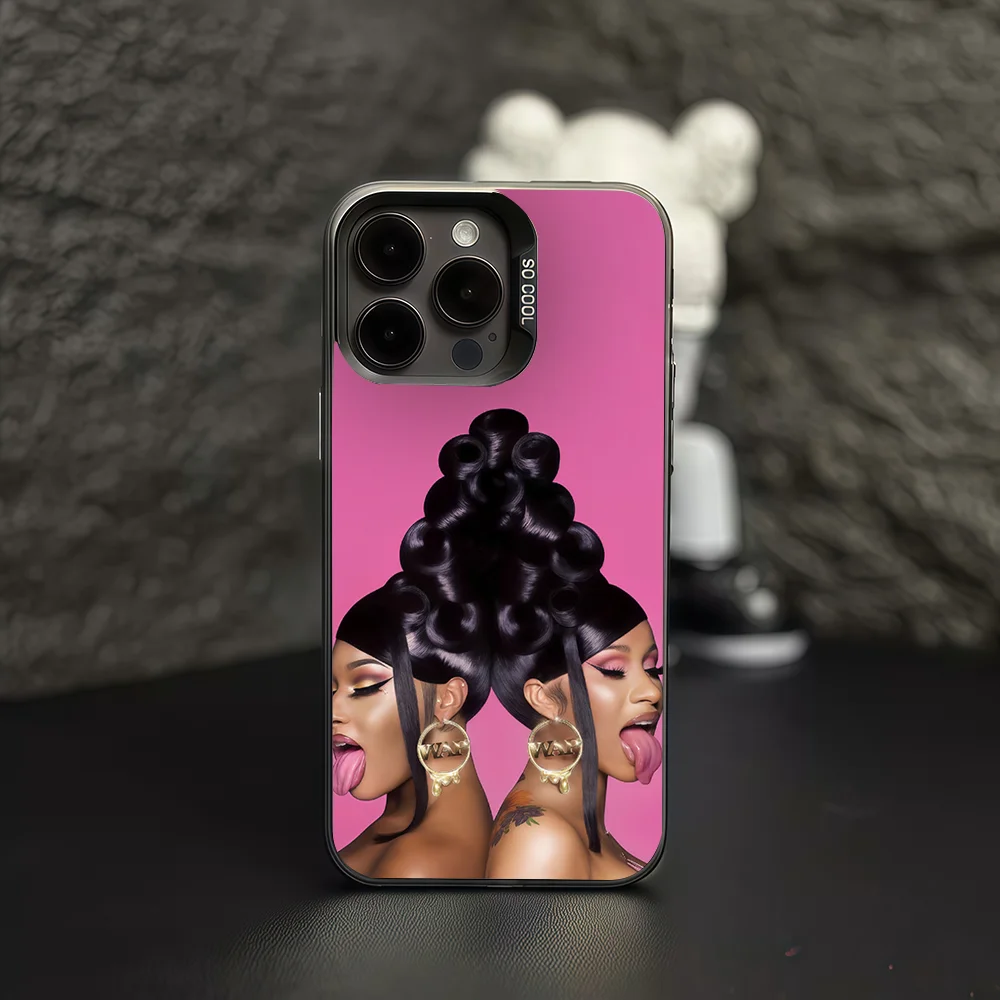 المطربين C-cardi B جراب هاتف آيفون 12 11 13 14 15 16 17 ماكس برو بلس غطاء حماية صغير IMD اللون