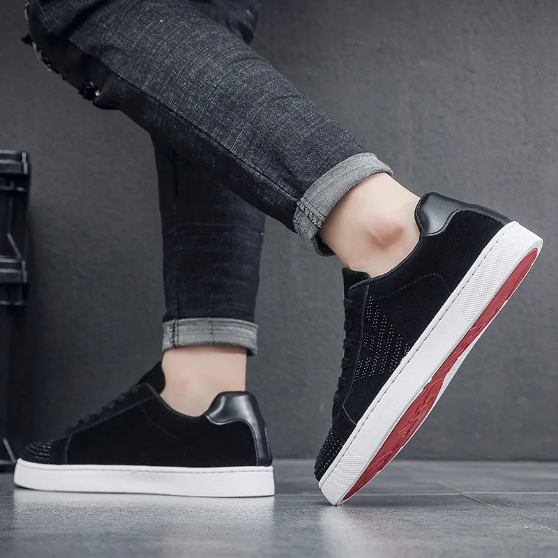 أحذية رجالية عادية رجل من جلد الغزال الماس أحذية رياضية عصرية عصرية أحذية رياضية متخصصة ملهى ليلي روح أحذية رجالي حجر الراين