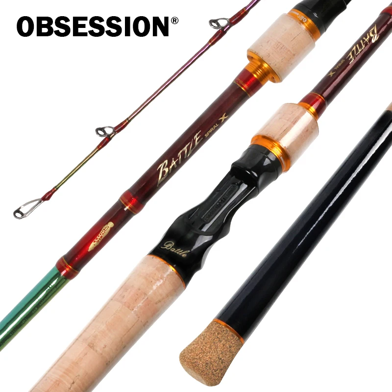 Canne à pêche en carbone OBSESSION BATTLE 2.1m 2.35m pour eau douce, avec anneaux Fuji, pour la pêche au snakehead, 2 sections, pour la pêche au poisson-chat et au bar
