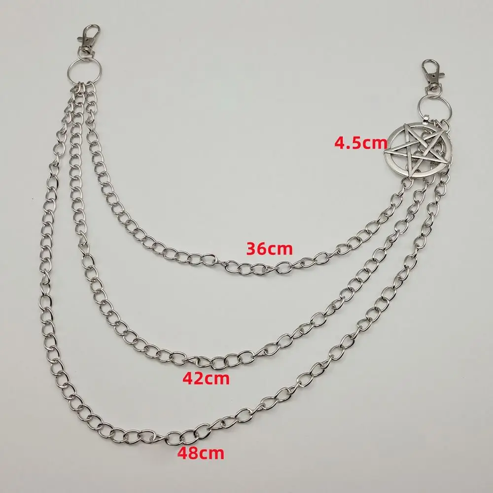 Kobiety mężczyźni Unisex HipHop Harajuku Pentagram łańcuszek ogniwa gotyckie breloki ciężkie urządzenie wyszczuplające do talii