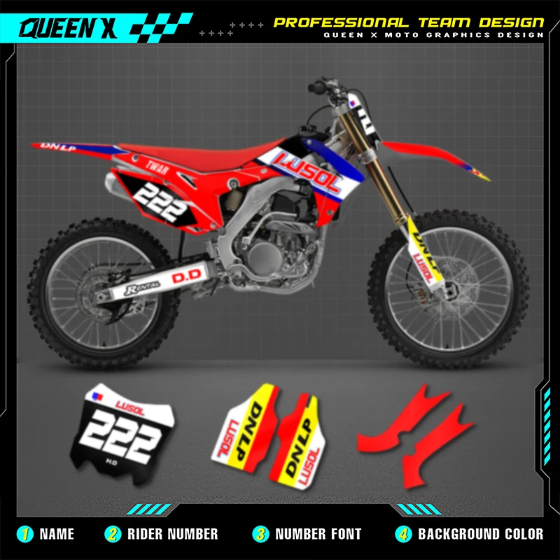

Queen X MOTOR Custom Graphics Decals Sticker Kit For Honda CRF250 CRF250R 2014 2015 2016 2017 CRF450 CRF450R 2013 2014 2015 2016