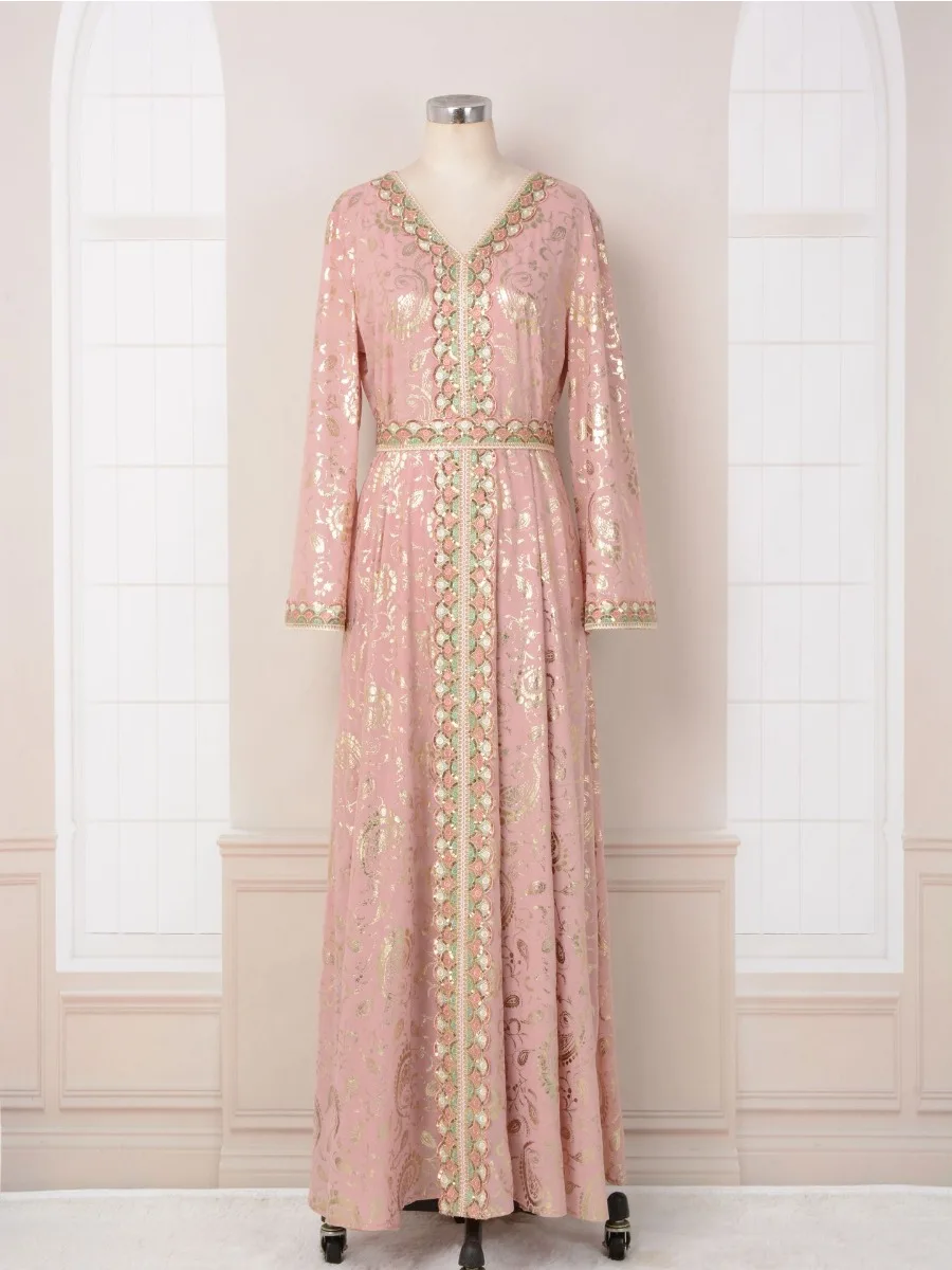 Robe de Soirée Arabe pour Femme Musulmane, Abaya Brodée Jalabiya, Caftan Marocain, Éducatif, Dubaï, Ramadan