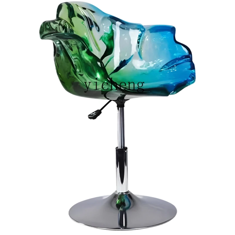 

Zk Light Luxury Petal Transparent Chair Adjustable Rotating Advanced Restaurant Home Office Bar Bar Stool