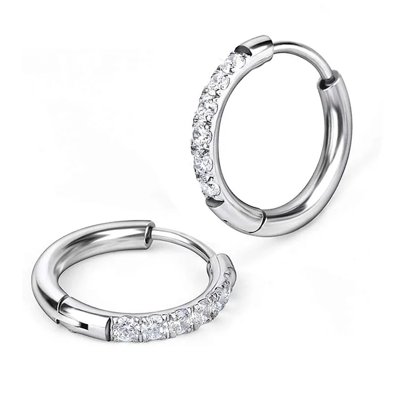 1 Pair Minimal Exquisite Hoop Crystal Zirconia Small Huggie Thin Cartilage Earring For Women Helix Tragus Piercing Jewelry