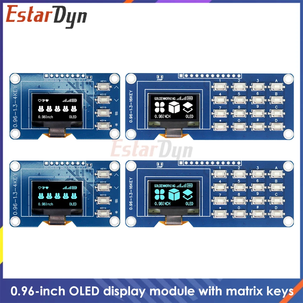 0.96 Inch SSD1315 OLED Display Module 128x64 With 4x4 Keyboard For Raspberry Pi DIY Project I2C SPI