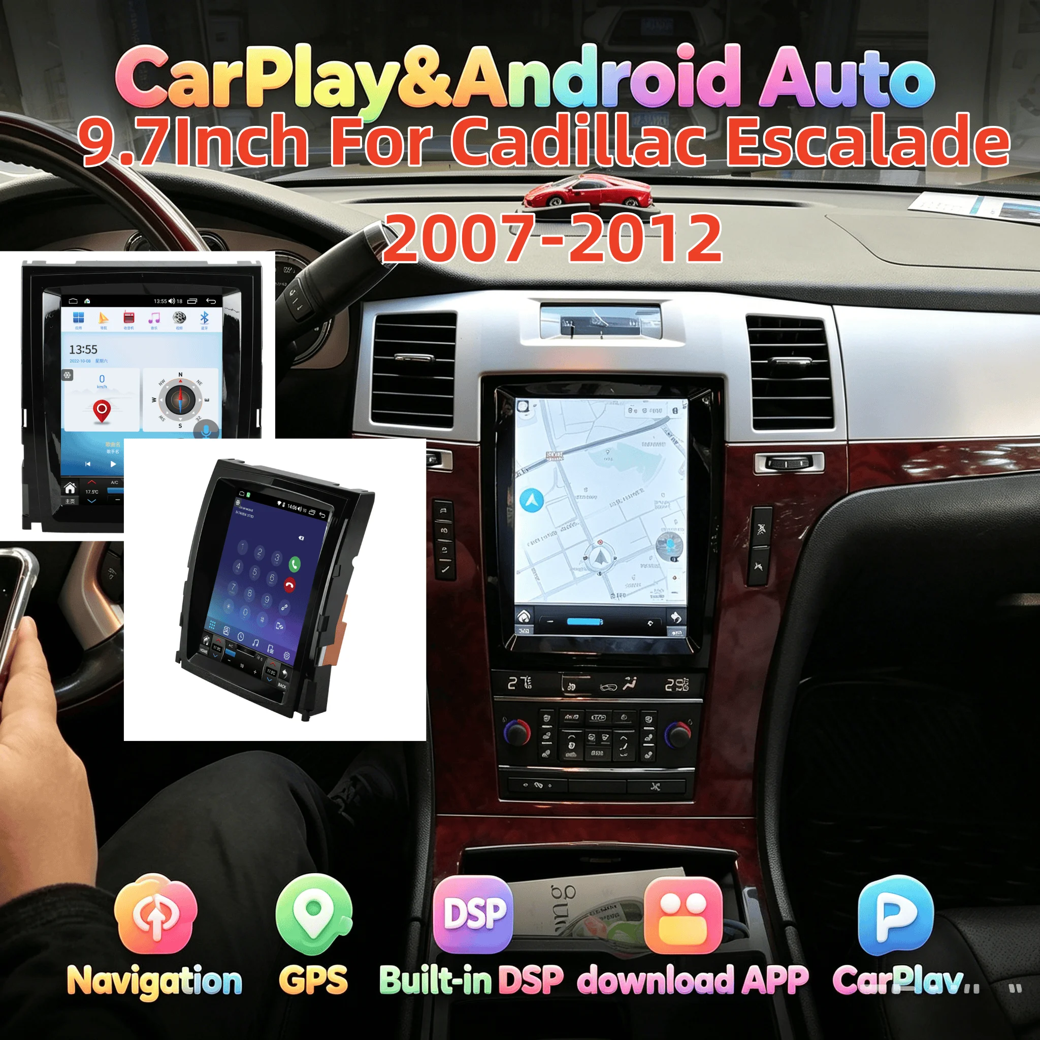 

9.7" For Cadillac Escalade 2007-2012 Android Multimedia Stereo Navigation GPS Wifi BT Radio Head Unit QLED Touch Screen Navi Rad