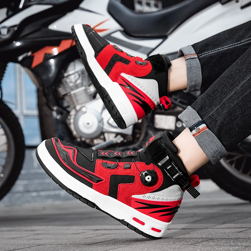 

Fashionable and Trendy Anti Slip Motorcycle Boots Wear-resistant Riding Leather Motorcycle Shoe High Top Casual Motorcycle Shoes