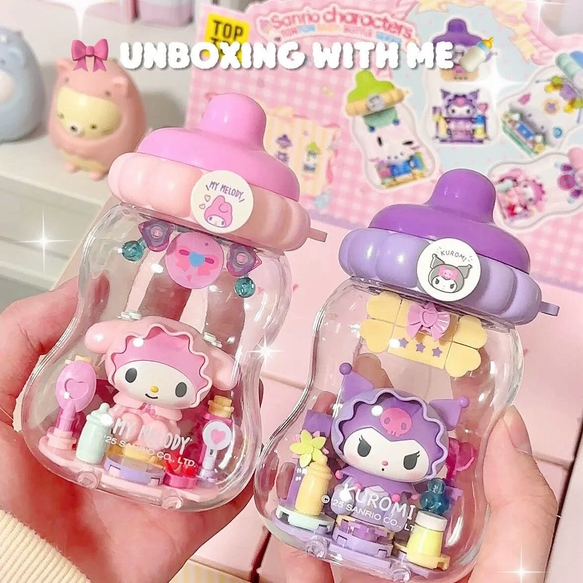 

Genuine Sanrio Family Bottle Series Blind Box Kuromi My Melody Cute Desktop Ornaments Assembled Toy For Children'S Birthday Gift