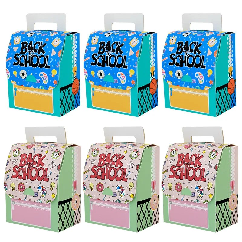 

25/50Pcs Cartoon Schoolbag Shape Candy Gift Box With Handle Back to School Favor Gift Packaging Box Kids Birthday Party Supplies
