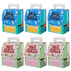 25/50Pcs Cartoon Schoolbag Shape Candy Gift Box With Handle Back to School Favor Gift Packaging Box Kids Birthday Party Supplies
