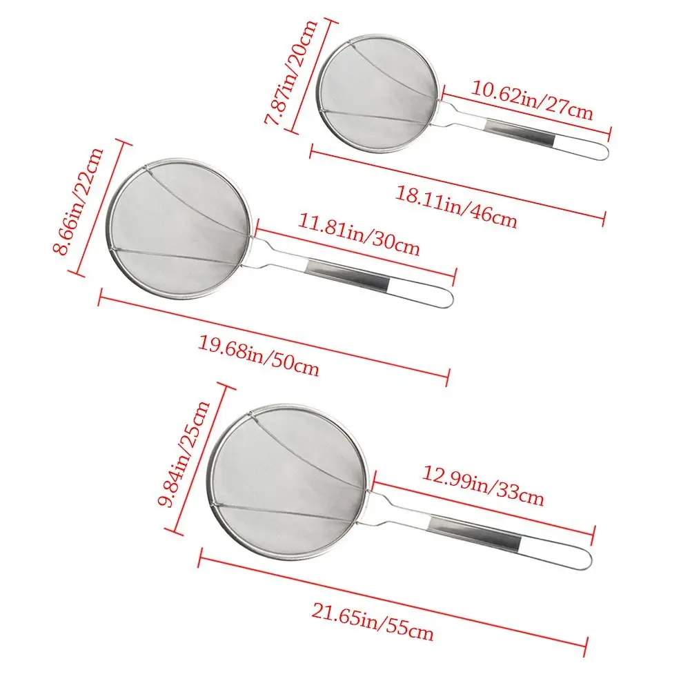 Long Handle Stainless Steel Flour Filter Screen Soybean Milk Filter Screen Cooking Spoon Screen Snack French Fries Kitchen Tools