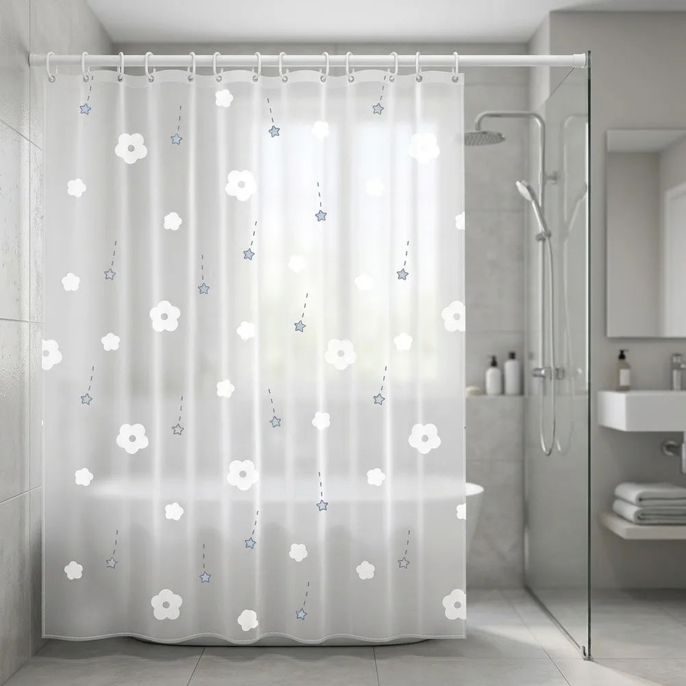 White PEVA Shower for liner 80x180cm Waterproof with 12 Rust-Free Grommets and 3 For Heavy-Duty Magnets for Stability
