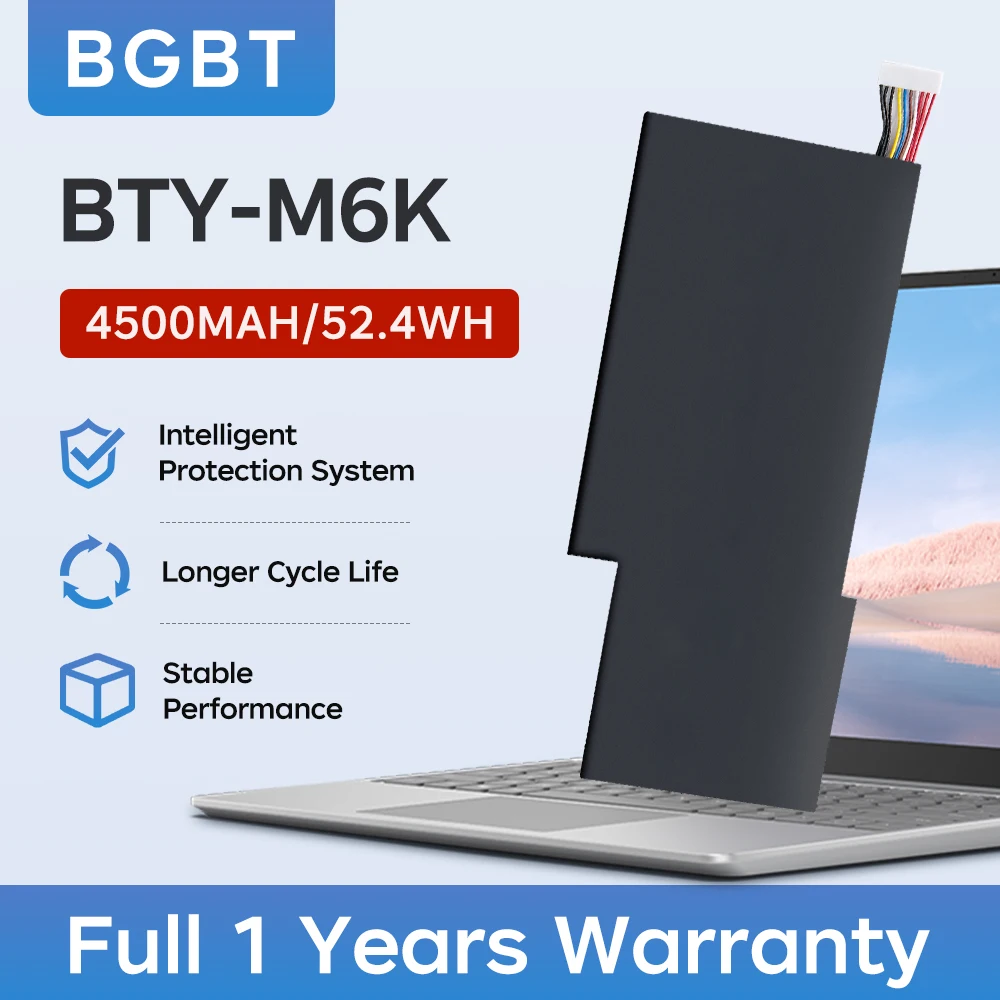BGBT BTY-M6K Laptop Battery for MSI MS-16K3 MS-17B4 MS-16R1 MS-16R2 MS-16R3 GF63 GF65 GF75 GS63VR 11.4V 52.4Wh