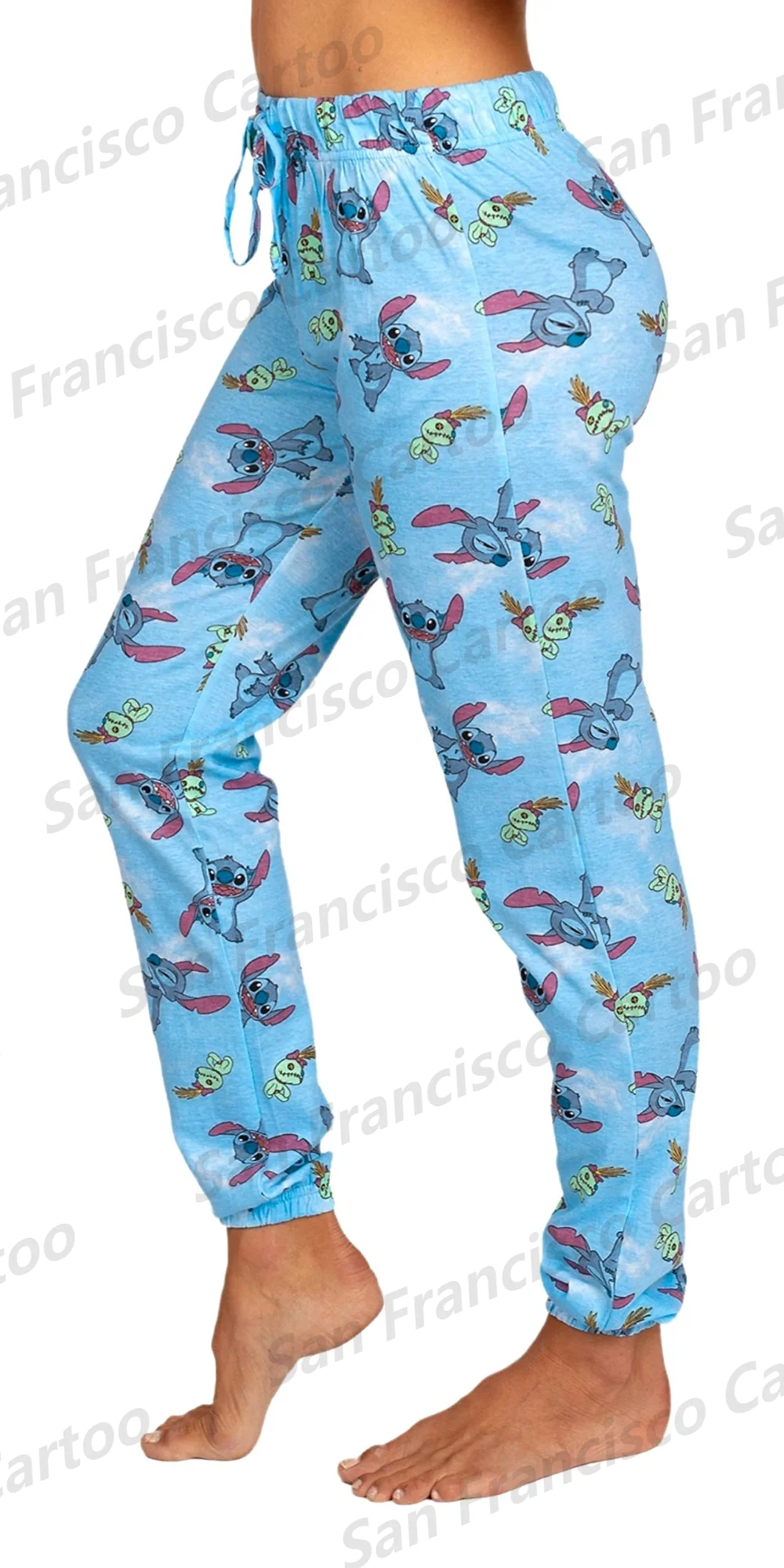 24 New Summer Girl Disney Animation Pajama Pants Mickey Mouse Stitch 3D Cartoon Printed Pants KID/Adult Home Casual Parent-Child