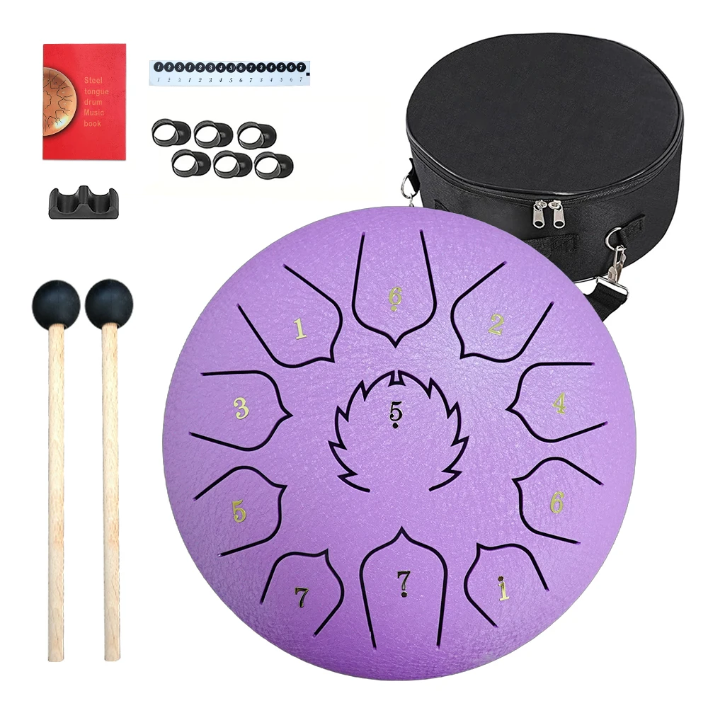 8 Zoll 11-Note Steel Tongue Drum Rain Drum Sound Healing Instrument Kit Yoga/Medical/Outdoor/Angst Relief Tool – Detail 6