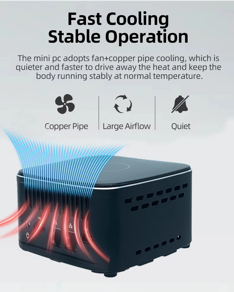 Factory Wholesale 12th Gen    Core I5 Mini PC DDR5 Triple Display Fan Cooling Business Embedded Industrial Desktop Computer
