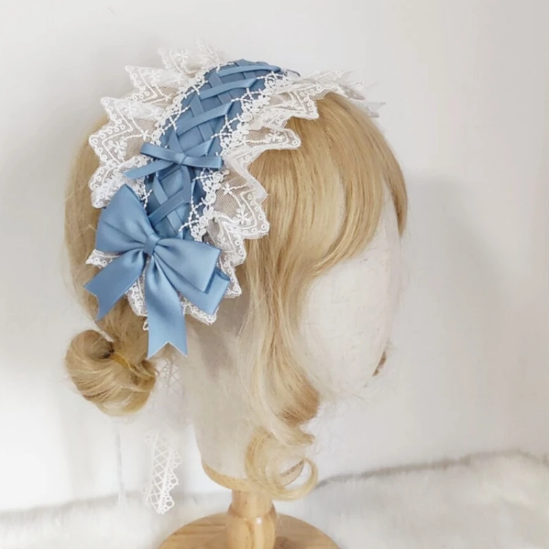 Lolita Girl Lace Hairband Japanese Kawaii copricapo Tie Cosplay Anime Maid Cute Hair Accessories