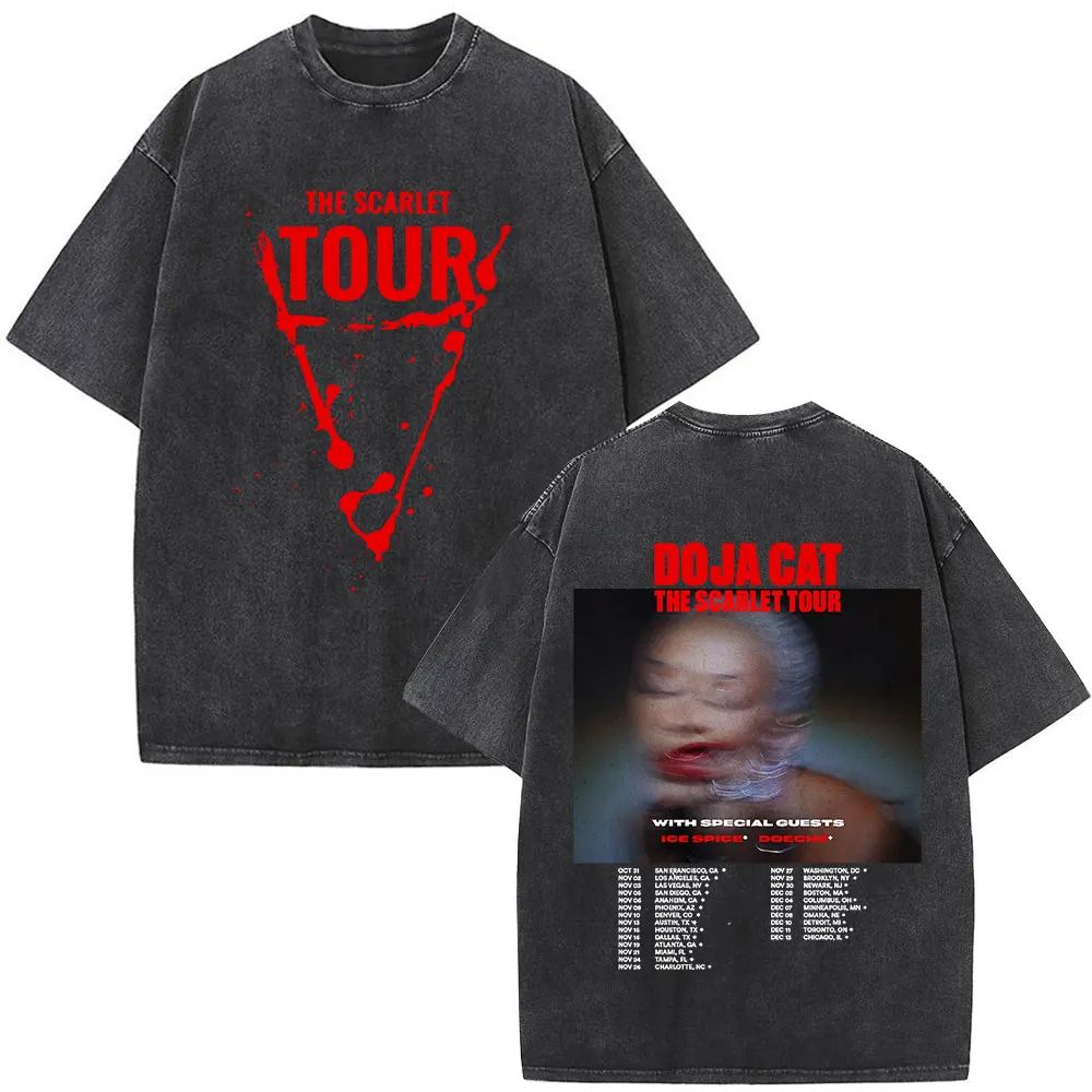 

Doja Cat VIE in PARIS Washed Vintage Men's Women Clothing Harajuku Fashion T-shirts Casual Cotton Cozy Oversized T-shirt Summer