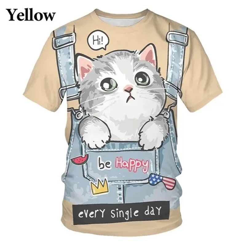 3d Printed Cat Fake Two-piece Short-sleeved Summer Top Trend Fashion Cool Man T Shirts And Women 3d Print T Shirts Size 4xl Tops