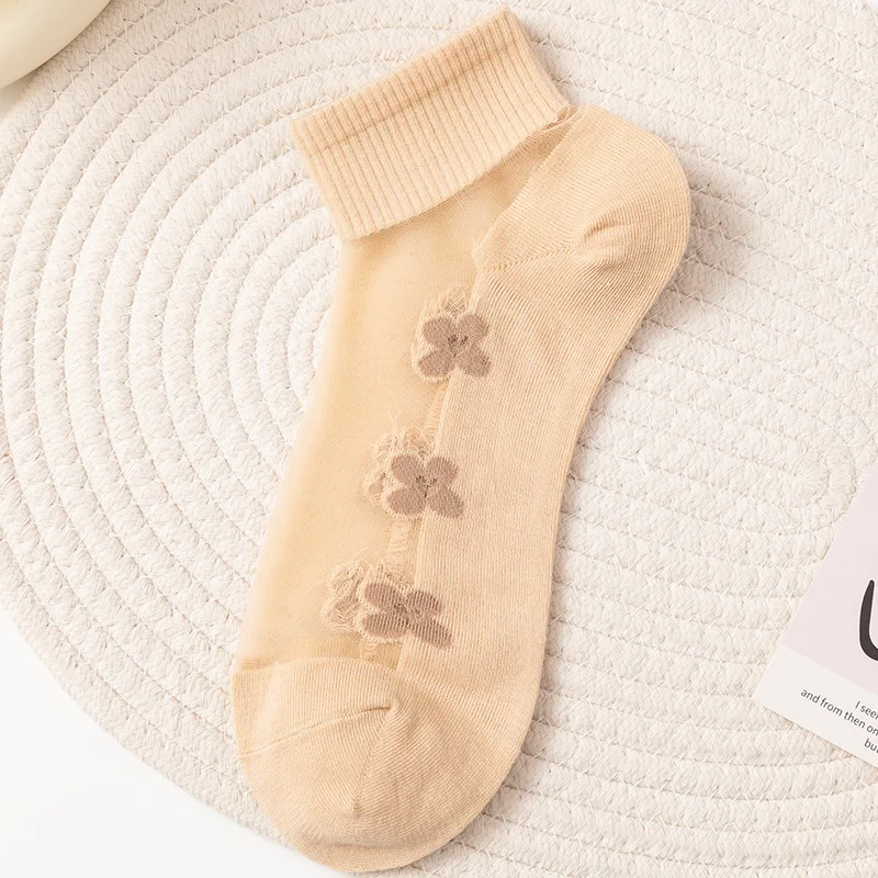 5 pairs Women's summer thin short socks versatile casual simple comfortable sweat absorbing short socks