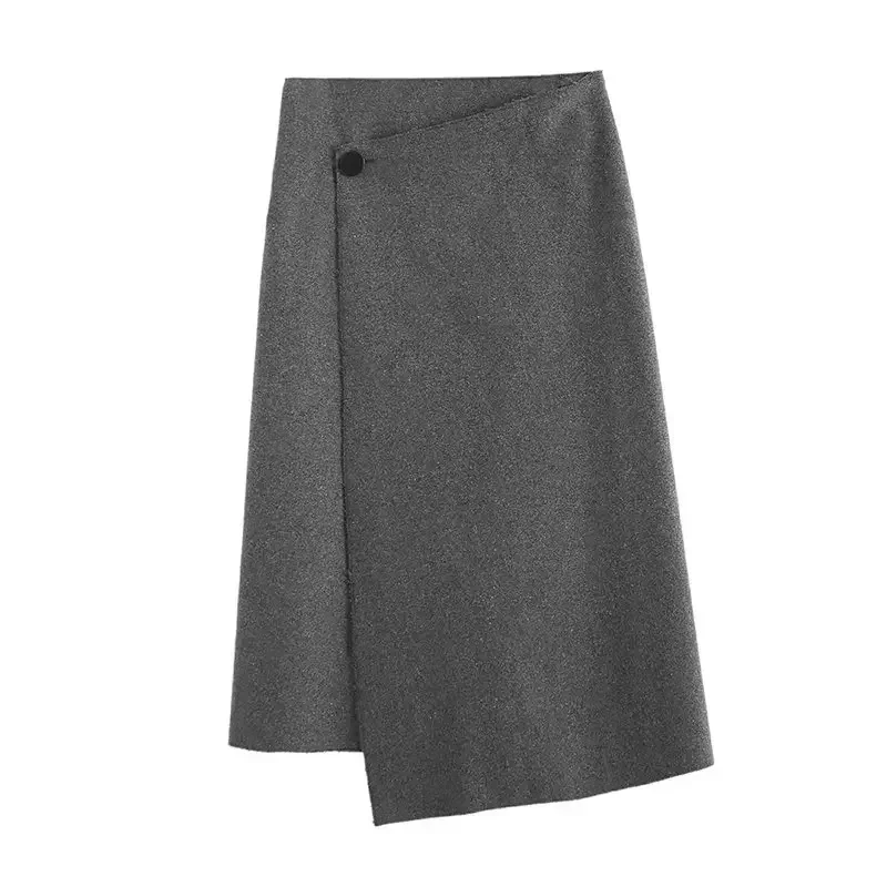 

Women's 2023 Stylish and Chic Temperament Slim Version V-shaped Asymmetric Long Skirt Retro High Waist Button Skirt Mujer