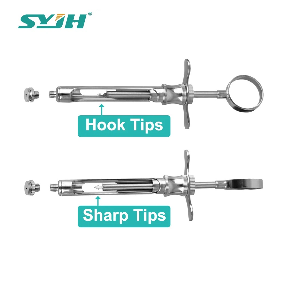 

Stainless Steel Hook/Sharp Tip Dental Anesthesia Aspirating Syringe with One Ring and Clamp Dentistry Surgical Instrument Tools
