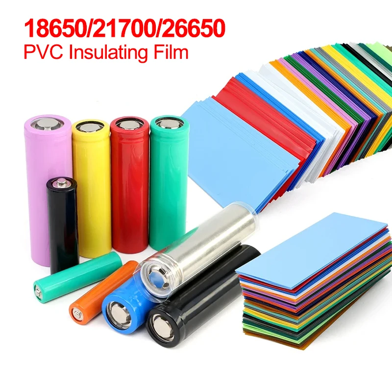 100pcs PreCut PVC Heat Shrink Tube Insulated Waterproof Wrap Sleeve Film Protective Cover Case for 18650 21700 26650 Batteries