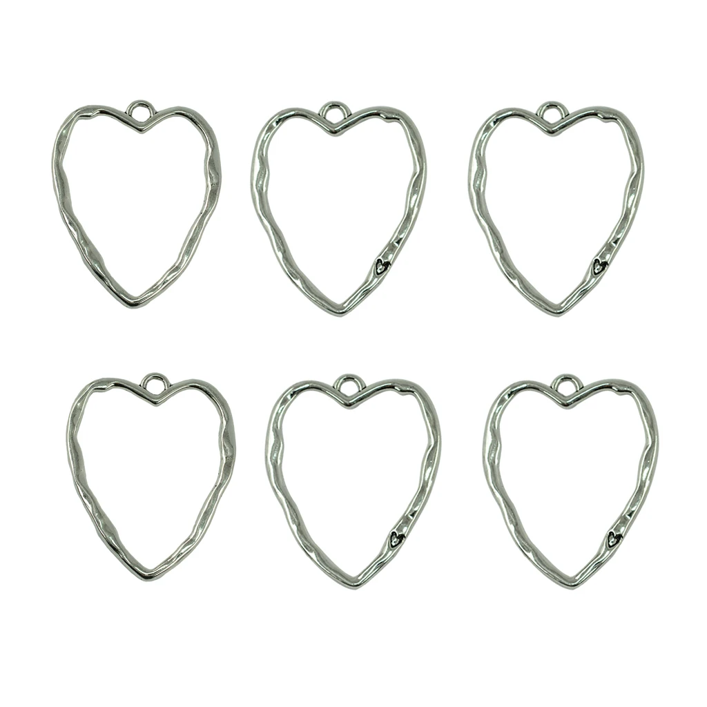 6 pcs 2inches large antique Tibetan Silver Filigree Hollow Heart DIY dangle necklace Pendant