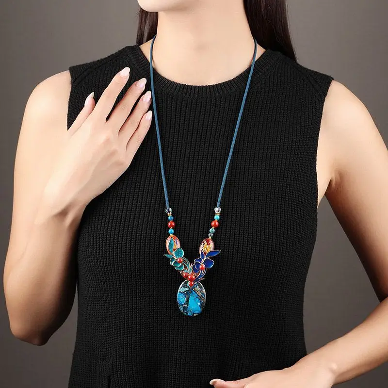 cloisonne-et-pendentif-d'accent-de-pierre-fabrique-a-la-main-vintage-cordon-reglable-superposition-chaine-de-pull-collier-pour-les-femmes-cadeau-elegant