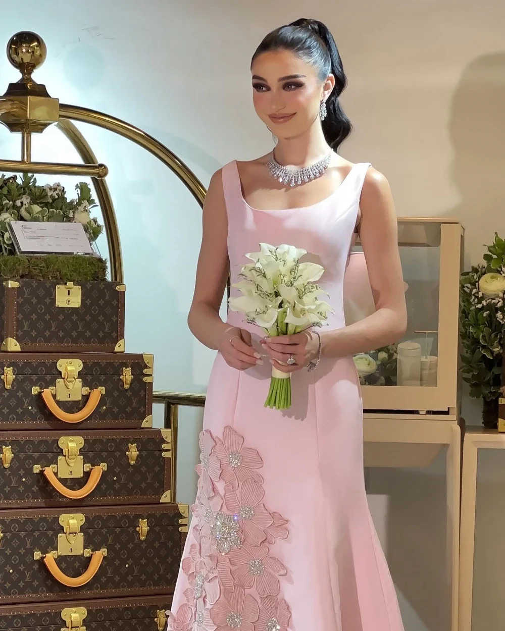 여성 스파클 절묘한 저지 구슬 꽃 웨딩 파티 a 라인 스파게티 스트랩 가운 롱 드레스 맞춤형