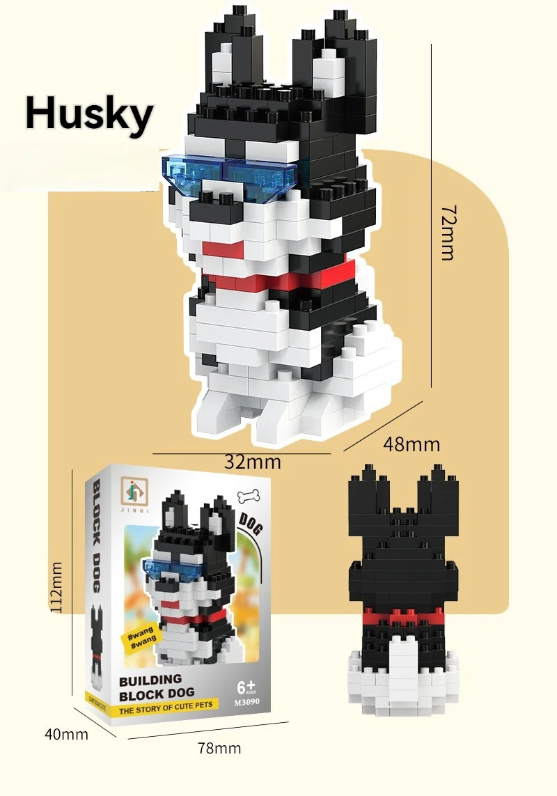 DIY Kreative Micro Bausteine Set Hunde Cartoon Charakter Modelle DIY Pädagogisches Spielzeug Für Kinder Geburtstag Geschenk – Detail 9