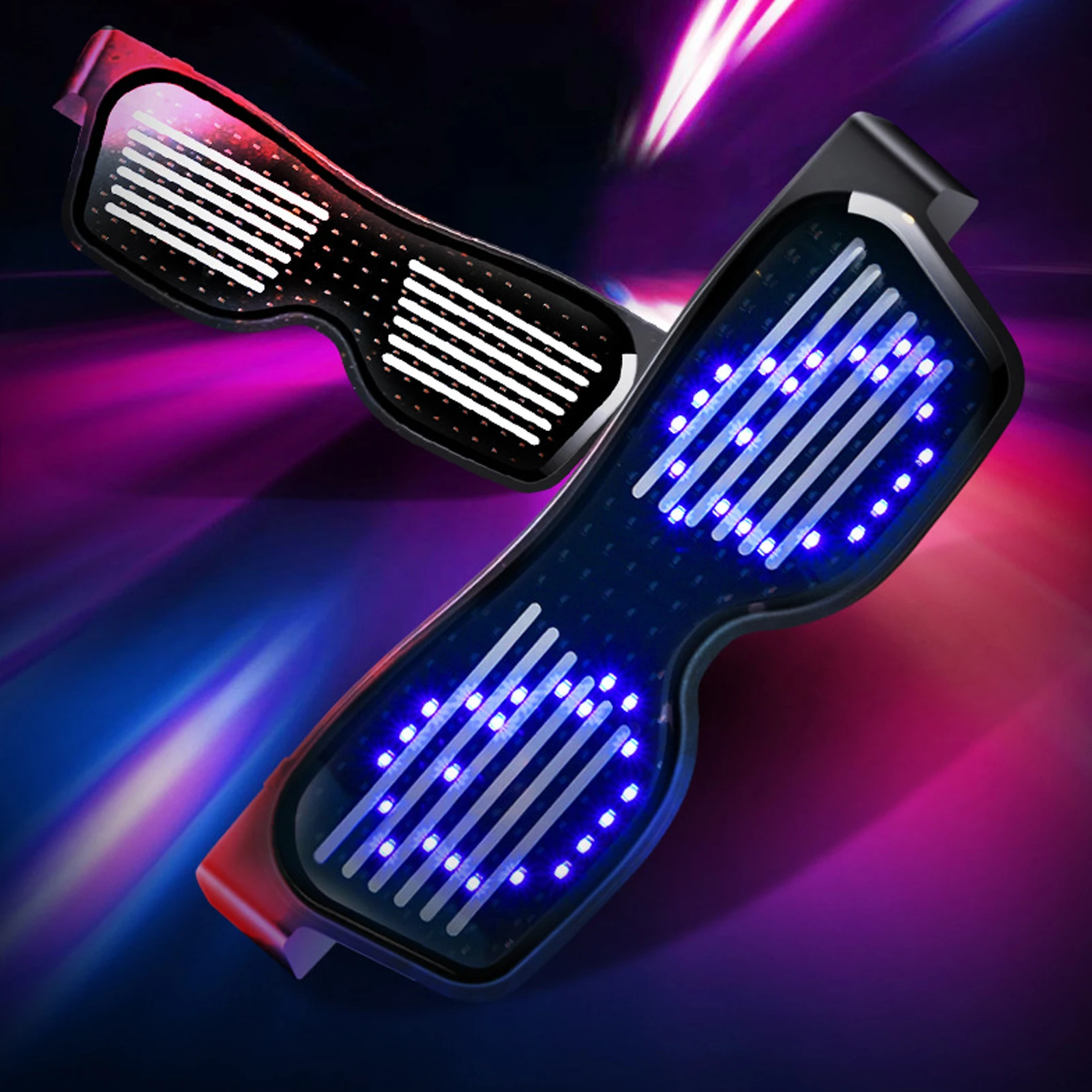 ZK50 Gafas LED Control por aplicación Gafas inteligentes DIY Carga USB para Party Club DJ Halloween Navidad
