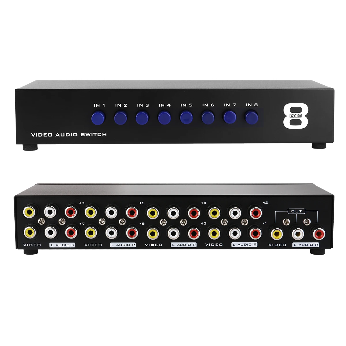 

8 Pcs 8 Ports RCA Switcher 8 In 1 Out Audio Video Switch Box Manual AV Selector