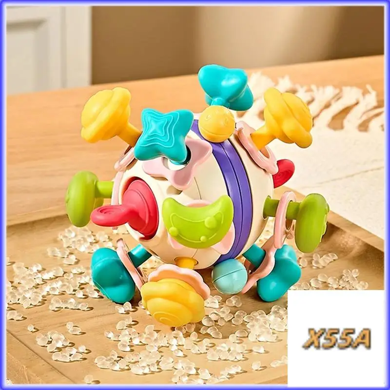 XX-Soft Rubber Hand Grab Ball Space Hand Grip Ball Soft Rubber Finger Exercise Baby Teether Rattle For Newborns