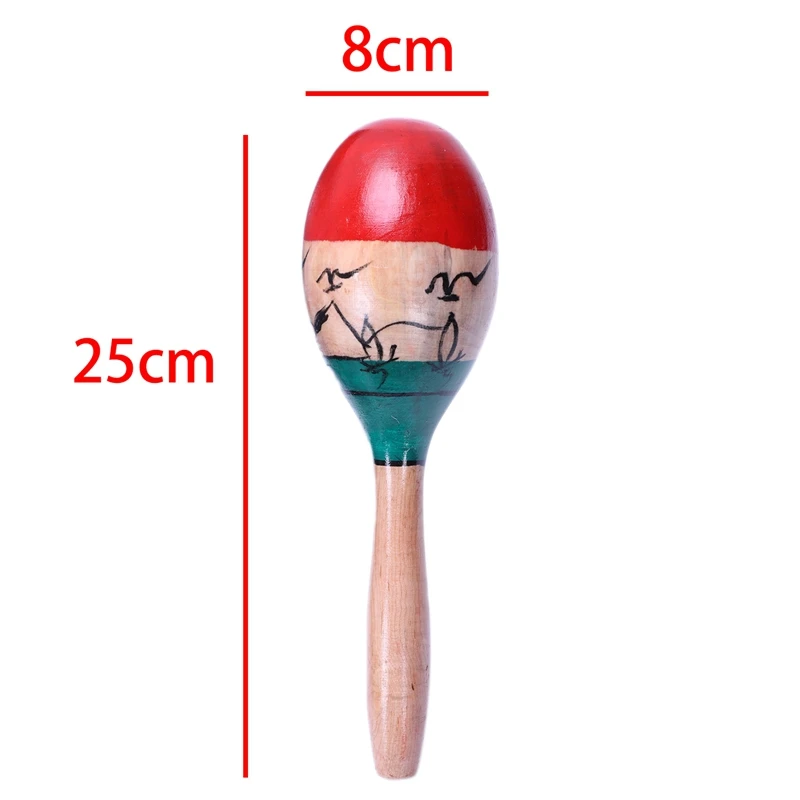 1 Pair Wooden Maracas Durable Large 25Cm Musical Educational Instrument Toy For Children Kids Maraca