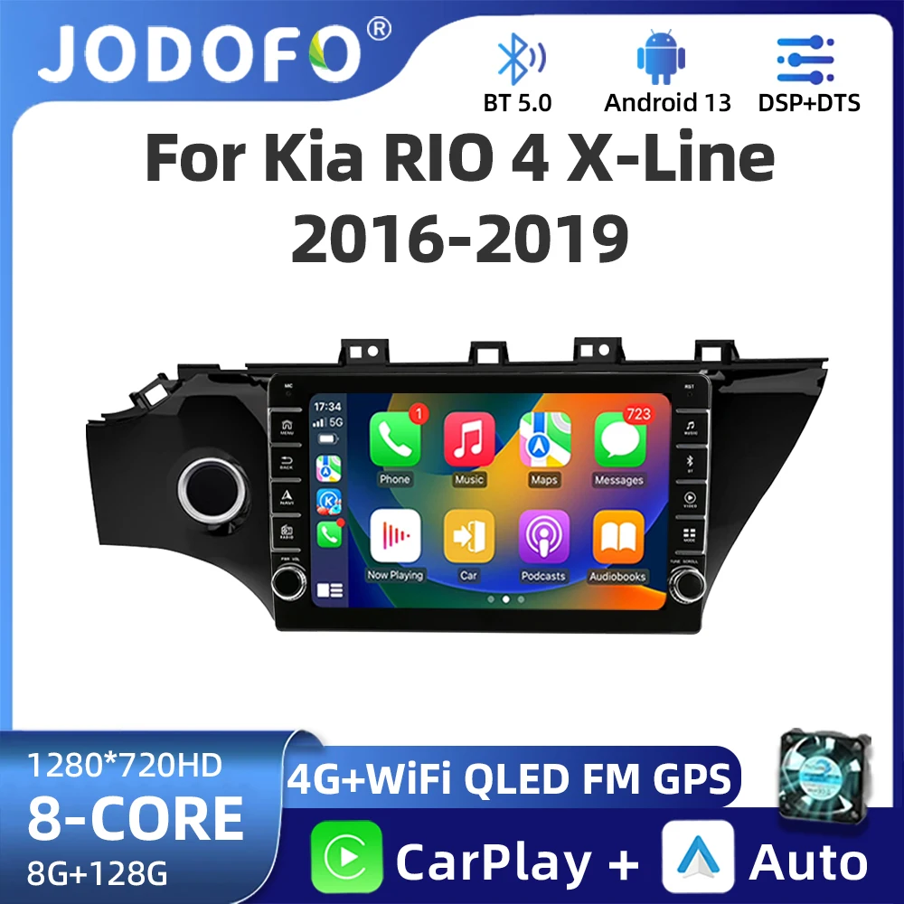 

Jodofo HIFI DSP Android12 2din Wifi Car Radio DVD Player For Kia RIO 4 X-Line 2016-2019 Autoraido Multimedia Carplay GPS Navig