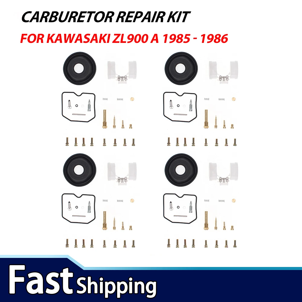 4Sets for Kawasaki ZL900 A 1985-1986 Motorcycle Carburetor Carb Repair Kit Diaphragm Float