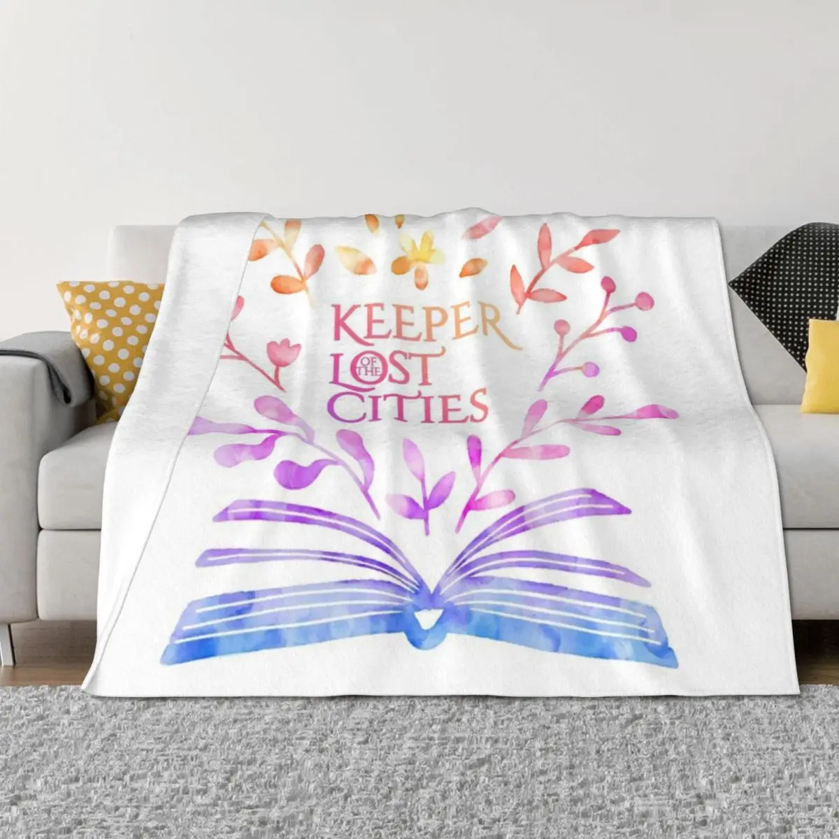 

Keeper of the Lost Cities Watercolor Bookish Design Throw Blanket Soft Big Fashion Sofas Soft Blankets