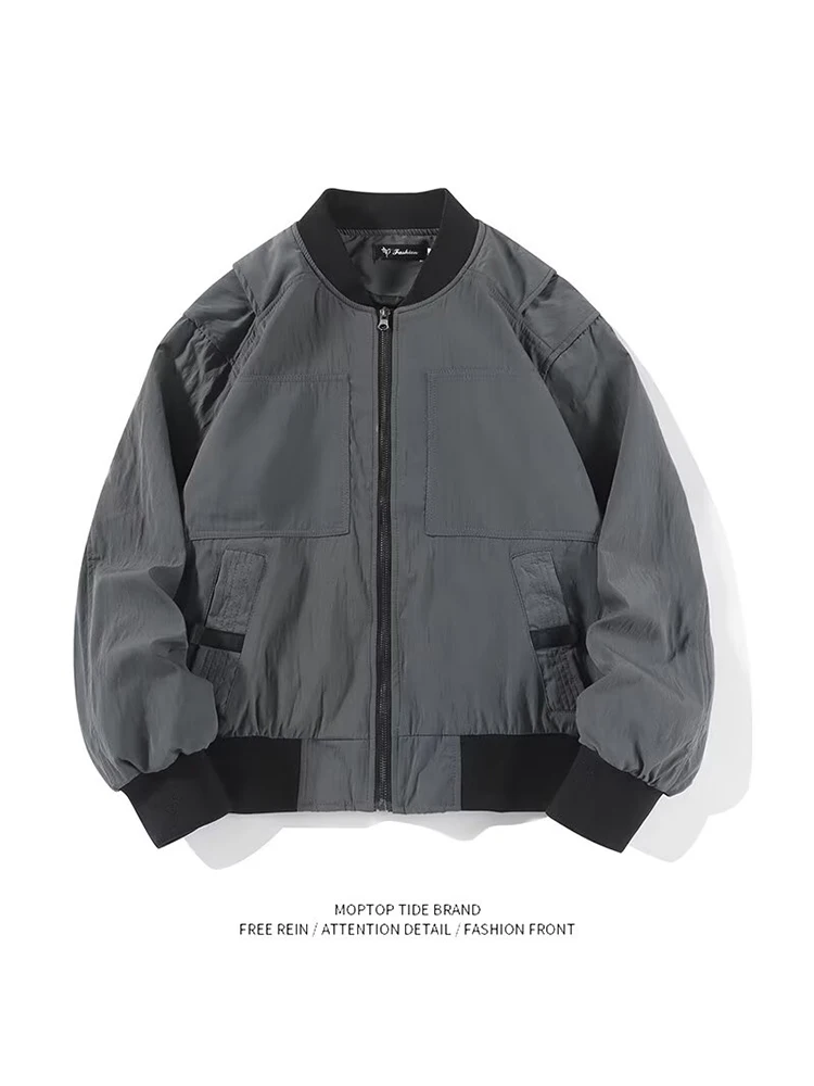 

American Sle Baseball Jaet ex Loose Pilot Design Harajuku Windproof Polyester Spring Autumn Outerwear for Teens