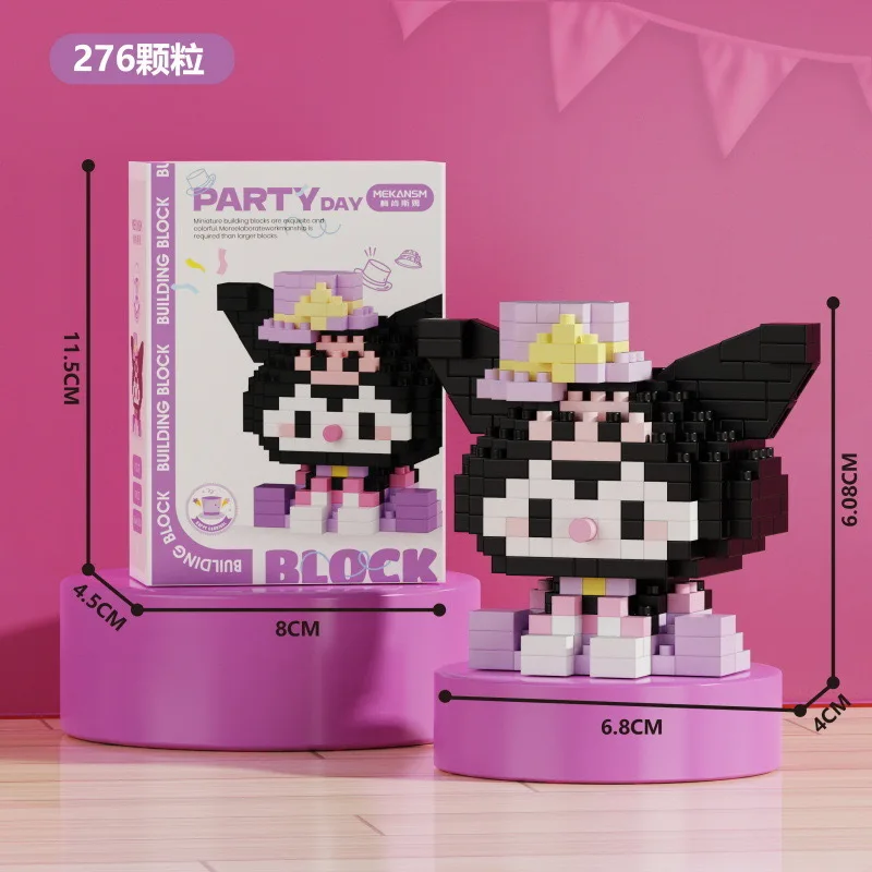 Sanrio Hello Kitty Micro Building Block Pochacco Cinnamoroll Kuromi Assembled 3D Model My Melody Mini Bricks Figure Toys