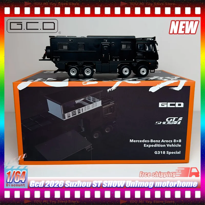 

1:64 New Gcd(I Will Definitely Drive The 318 Series This Year)Unimog Camper Van 2026 Suzhou St Show Exhibition Version Toy Gifts