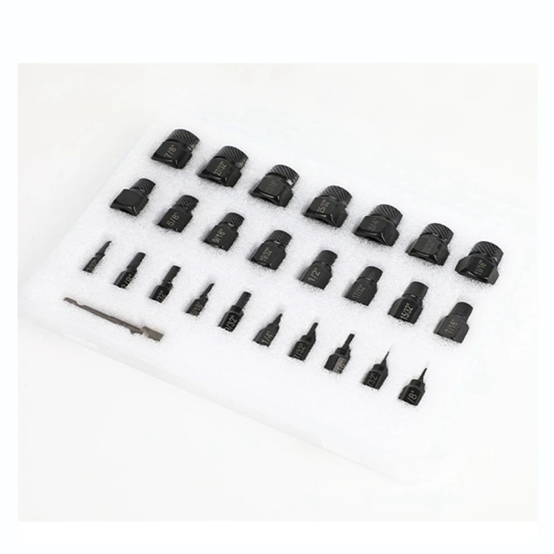 

26Pcs Screw Bolt Extractor Drill Bit Set Stud Teeth Demolish Stripped Broken Remover Tools