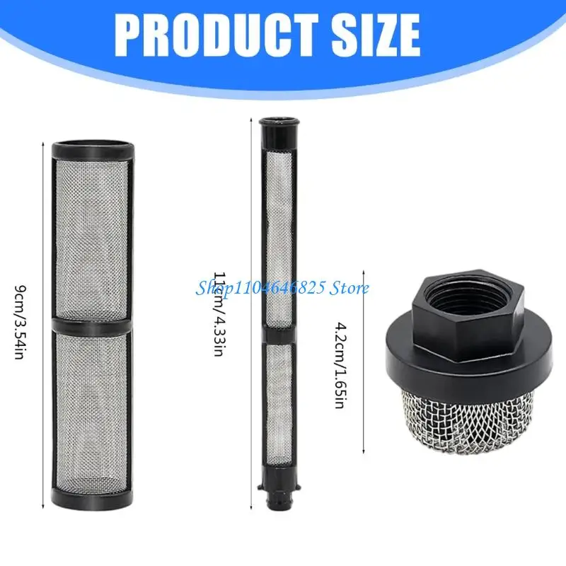 Pulverizador pintura, filtro entrada succión, reemplazo colador, flujos altos, pantalla malla plástico vida