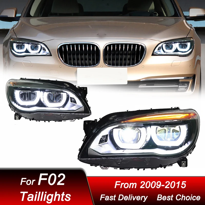 Car Headlights For 7 Series F02 2009-2015 angle eye LED Headlamp Assembly Upgrade High Configure Projector Lens Accessories Kit