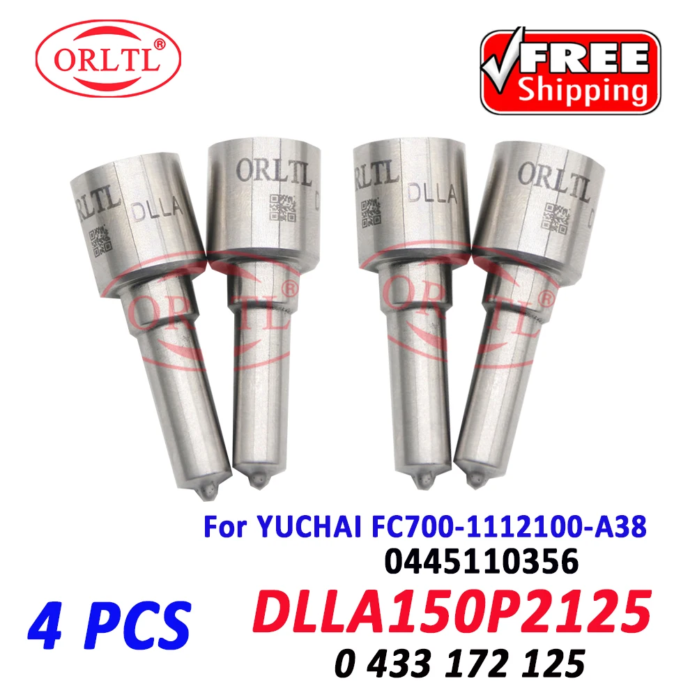 0445110356 4 PCS DLLA150P2125 Nozzle DLLA 150 P 2125 Fuel Diesel Injector 0 433 172 125 for YUCHAI FC700-1112100-A38 0433172125