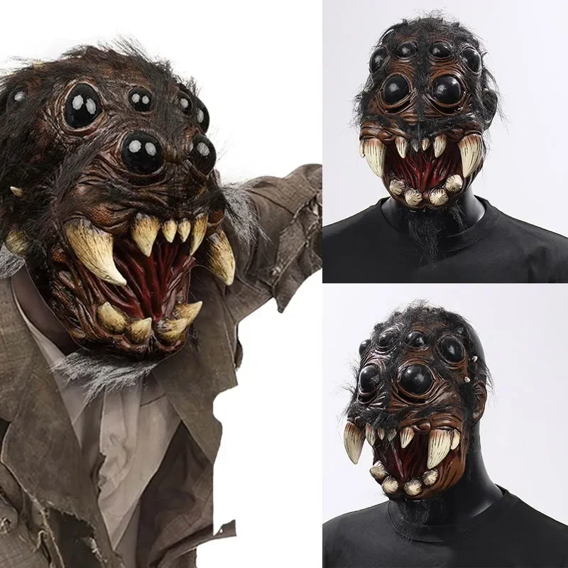 Halloween Horror Creepy Spider Mask Scary Animal Spiders Eyes Tooth Open Mouth Helmet Unisex Party haunted house Cosplay Props